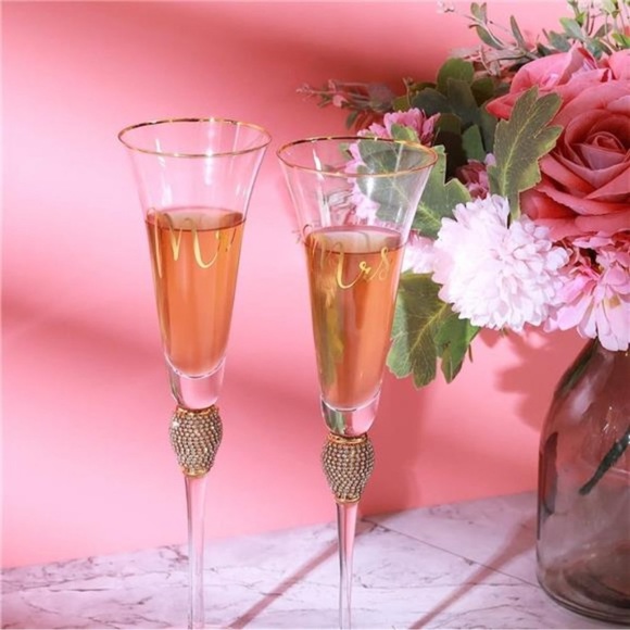 4 Piece Wedding Toasting Flutes and Cake Server Set Wedding Reception Supplies - Picture 4 of 7